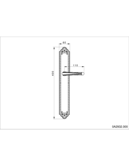 OA 2932. manilla placa. laton antiguo mate.