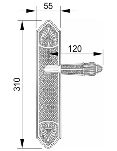 OA 3130. manilla placa. laton antiguo mate.