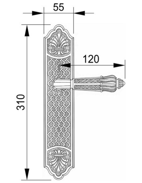 OA 3130. manilla placa. laton antiguo mate.