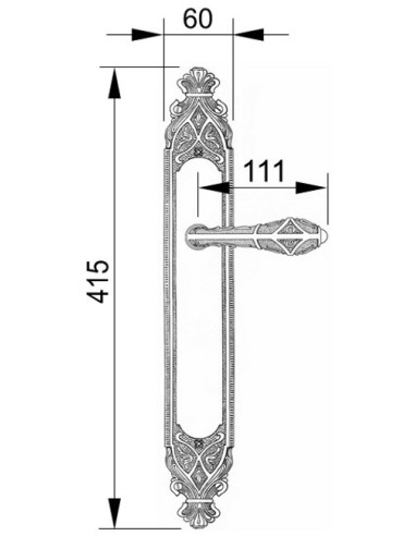 OA 3434. manilla placa. laton antiguo mate.
