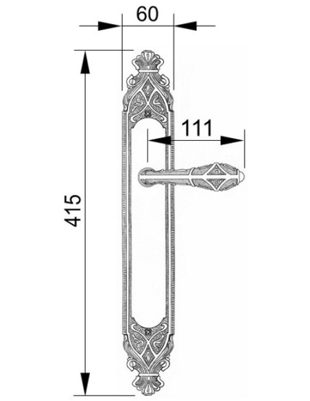 OA 3434. manilla placa. laton antiguo mate.
