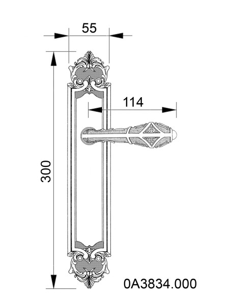 OA 3834. manilla placa. oro 24k patina negra.