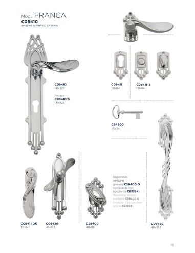 FRANCA - C09410 manilla placa , cromo brillo