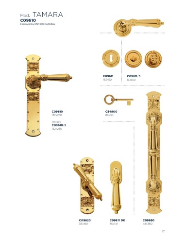 TAMARA  C09610. Manilla placa , cromo brillo