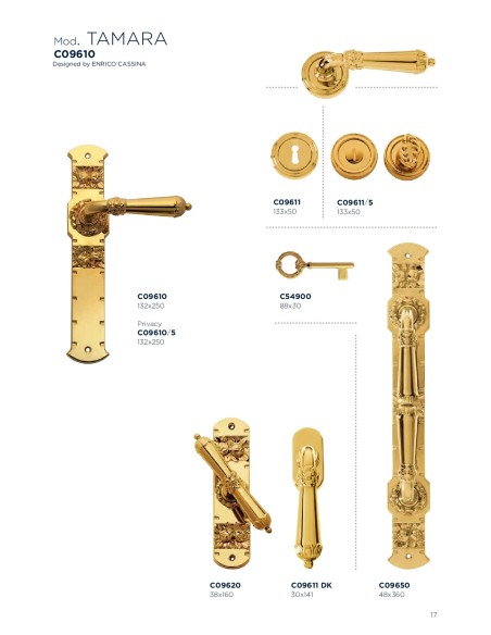 TAMARA  C09610. Manilla placa , cromo brillo