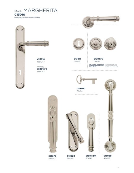 MARGUERITA C13010. Manilla placa ,niquel brillo