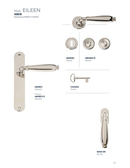 EILEEN 4809-01 . MANILLA PLACA , cromo brillo.