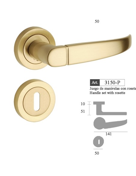 3150-P Manilla roseta, Bronce Ingles.