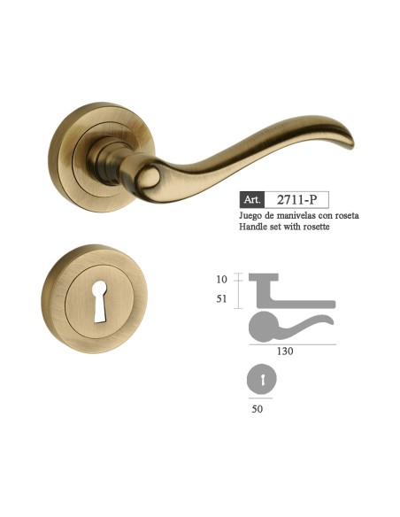 2711-P MANILLA ROSETA, Bronce Ingles.